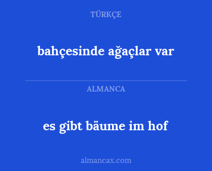 bahçesinde ağaçlar var - es gibt bäume im hof