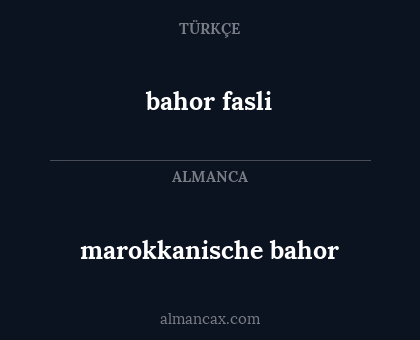 bahor fasli - marokkanische bahor