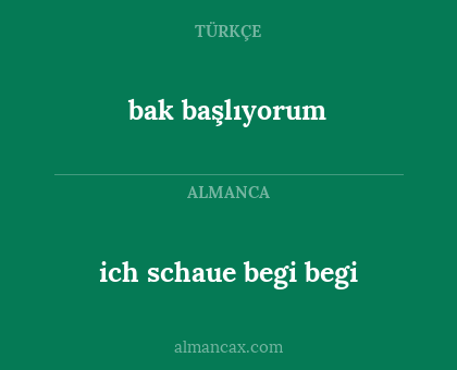 ich schaue begi begi - bak başlıyorum