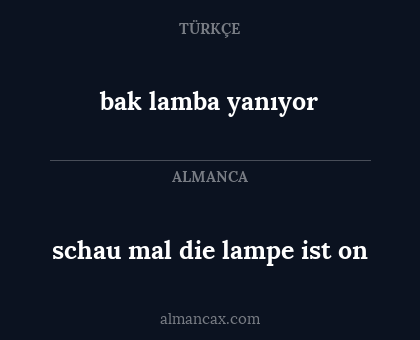 bak lamba yanıyor - schau mal die lampe ist on