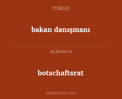 botschaftsrat - bakan danışmanı