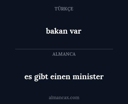 es gibt einen minister - bakan var