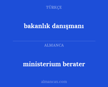 bakanlık danışmanı - ministerium berater