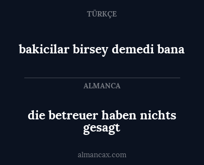 bakicilar birsey demedi bana - die betreuer haben nichts gesagt