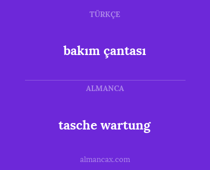 tasche wartung - bakım çantası