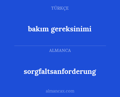 sorgfaltsanforderung - bakım gereksinimi