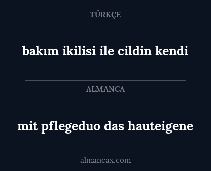 bakım ikilisi ile cildin kendi - mit pflegeduo das hauteigene