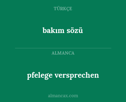 pfelege versprechen - bakım sözü
