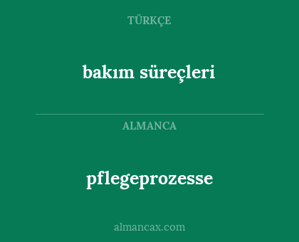 pflegeprozesse - bakım süreçleri