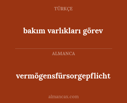vermögensfürsorgepflicht - bakım varlıkları görev