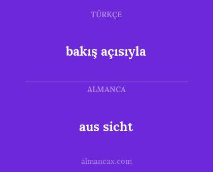 aus sicht - bakış açısıyla