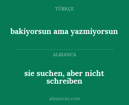 sie suchen, aber nicht schreiben - bakiyorsun ama yazmiyorsun