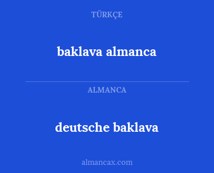 baklava almanca - deutsche baklava