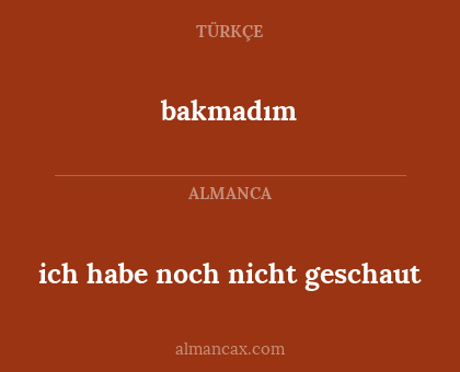 bakmadım - ich habe noch nicht geschaut