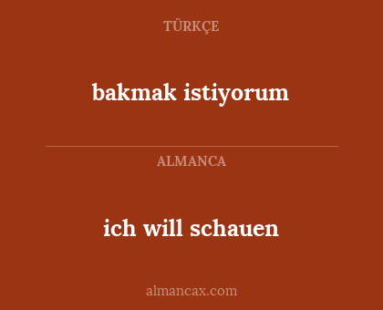 ich will schauen - bakmak istiyorum