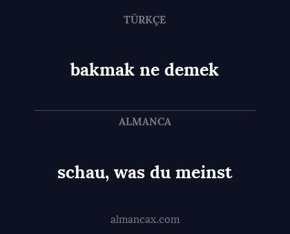 bakmak ne demek - schau, was du meinst
