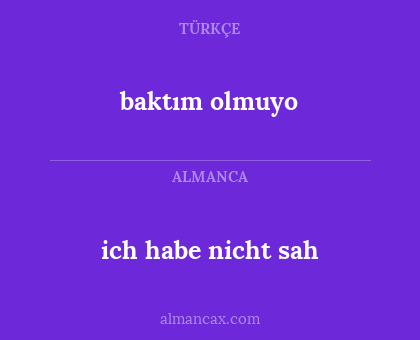 ich habe nicht sah - baktım olmuyo