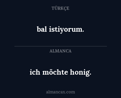 ich möchte honig. - bal istiyorum.