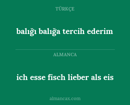 ich esse fisch lieber als eis - balığı balığa tercih ederim