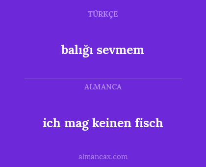 ich mag keinen fisch - balığı sevmem