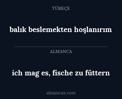 balık beslemekten hoşlanırım - ich mag es, fische zu füttern