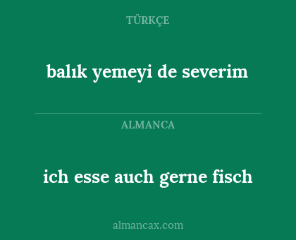 ich esse auch gerne fisch - balık yemeyi de severim