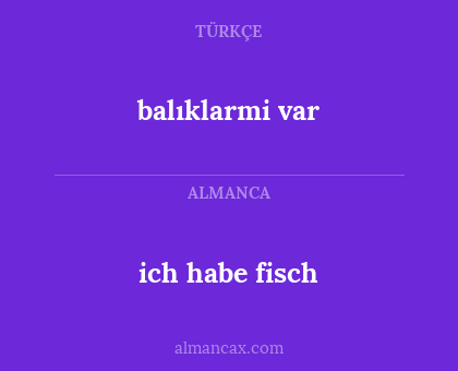 ich habe fisch - balıklarmi var
