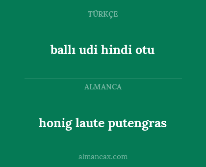honig laute putengras - ballı udi hindi otu