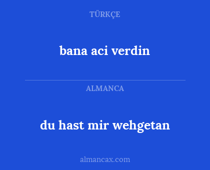 du hast mir wehgetan - bana aci verdin