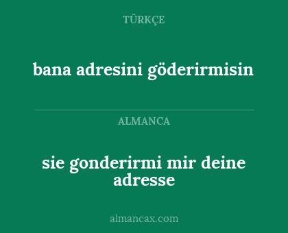 bana adresini göderirmisin - sie gonderirmi mir deine adresse