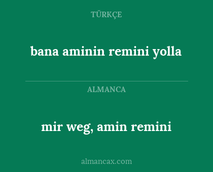 mir weg, amin remini - bana aminin remini yolla