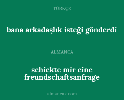 schickte mir eine freundschaftsanfrage - bana arkadaşlık isteği gönderdi