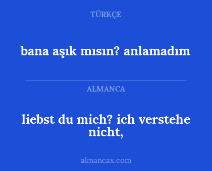 bana aşık mısın? anlamadım - liebst du mich? ich verstehe nicht,