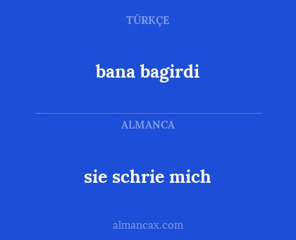sie schrie mich - bana bagirdi