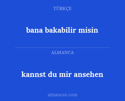 bana bakabilir misin - kannst du mir ansehen