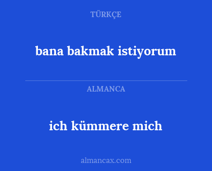 ich kümmere mich - bana bakmak istiyorum