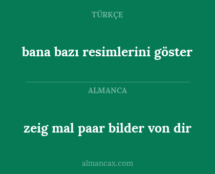 zeig mal paar bilder von dir - bana bazı resimlerini göster