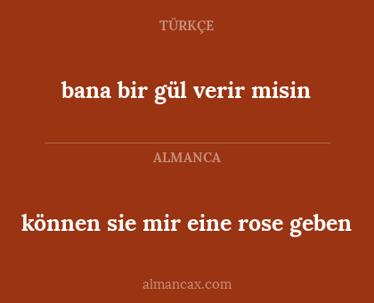 können sie mir eine rose geben - bana bir gül verir misin