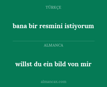 bana bir resmini istiyorum - willst du ein bild von mir