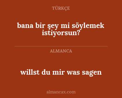 bana bir şey mi söylemek istiyorsun? - willst du mir was sagen