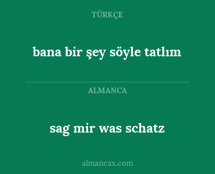 sag mir was schatz - bana bir şey söyle tatlım