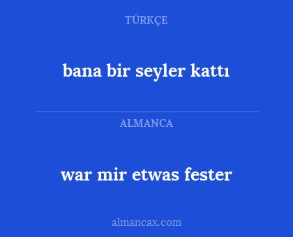 war mir etwas fester - bana bir seyler kattı