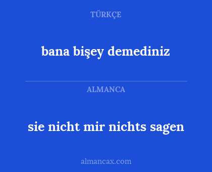 bana bişey demediniz - sie nicht mir nichts sagen