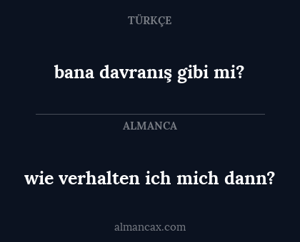 bana davranış gibi mi? - wie verhalten ich mich dann?