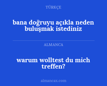bana doğruyu açıkla neden buluşmak istediniz - warum wolltest du mich treffen?
