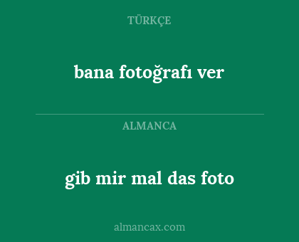gib mir mal das foto - bana fotoğrafı ver
