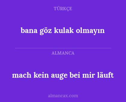 bana göz kulak olmayın - mach kein auge bei mir läuft