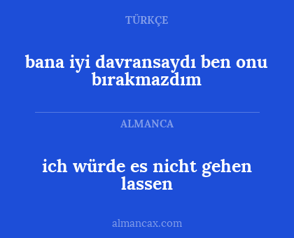 bana iyi davransaydı ben onu bırakmazdım - ich würde es nicht gehen lassen