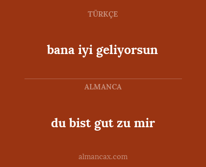 du bist gut zu mir - bana iyi geliyorsun