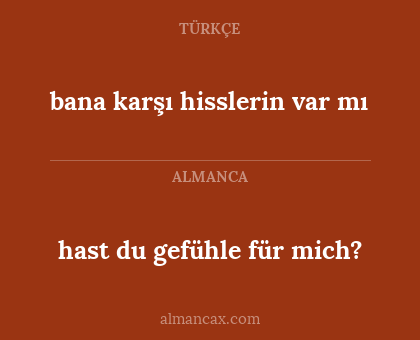 hast du gefühle für mich? - bana karşı hisslerin var mı